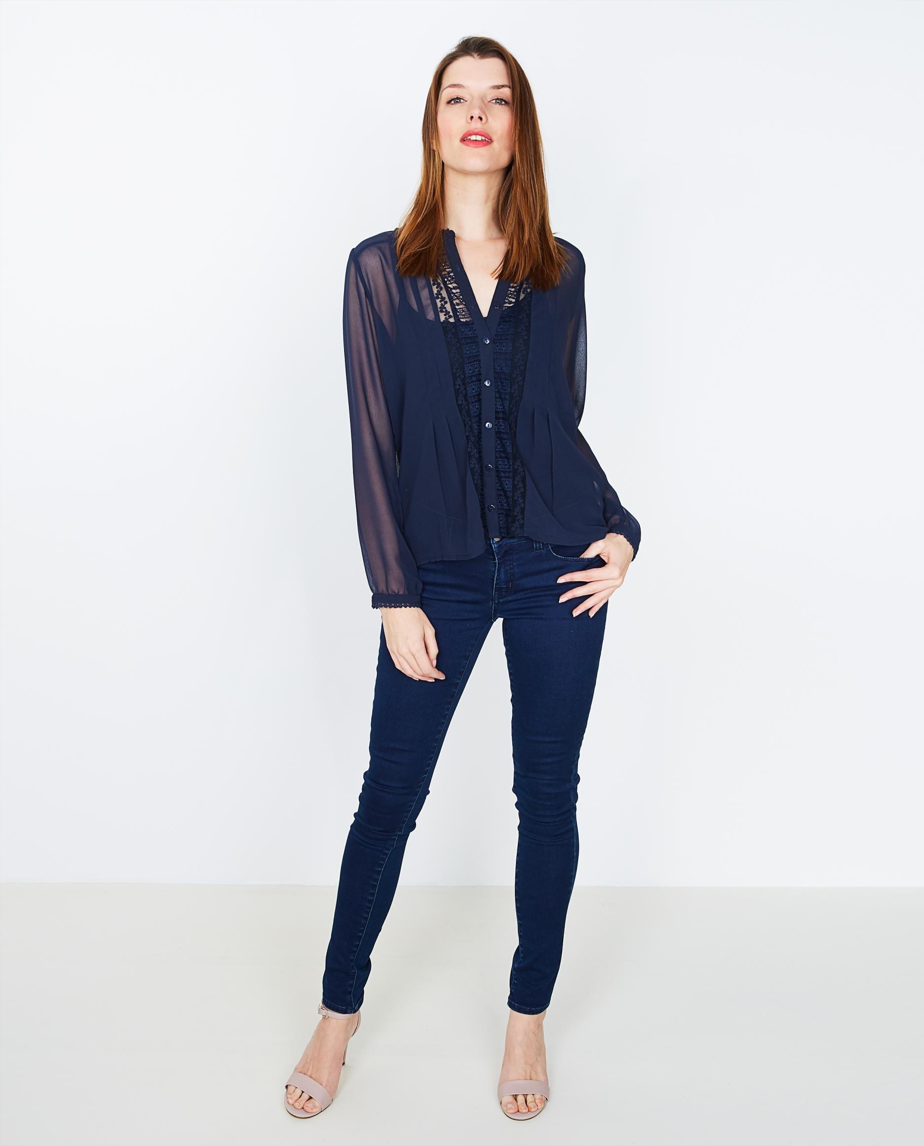 See-through blouse - in nachtblauw, PEP - Pep