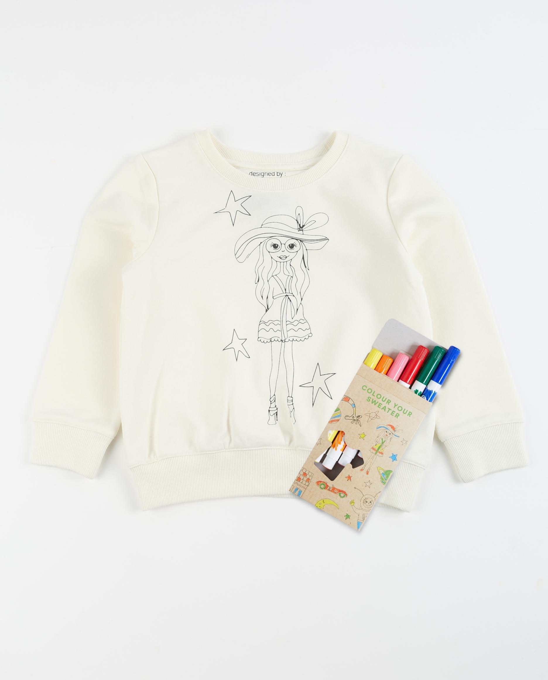 Sweater met dame - met textielstiften - JBC