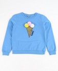Hemelsblauwe sweater - met ijsjesprint en pompons - JBC