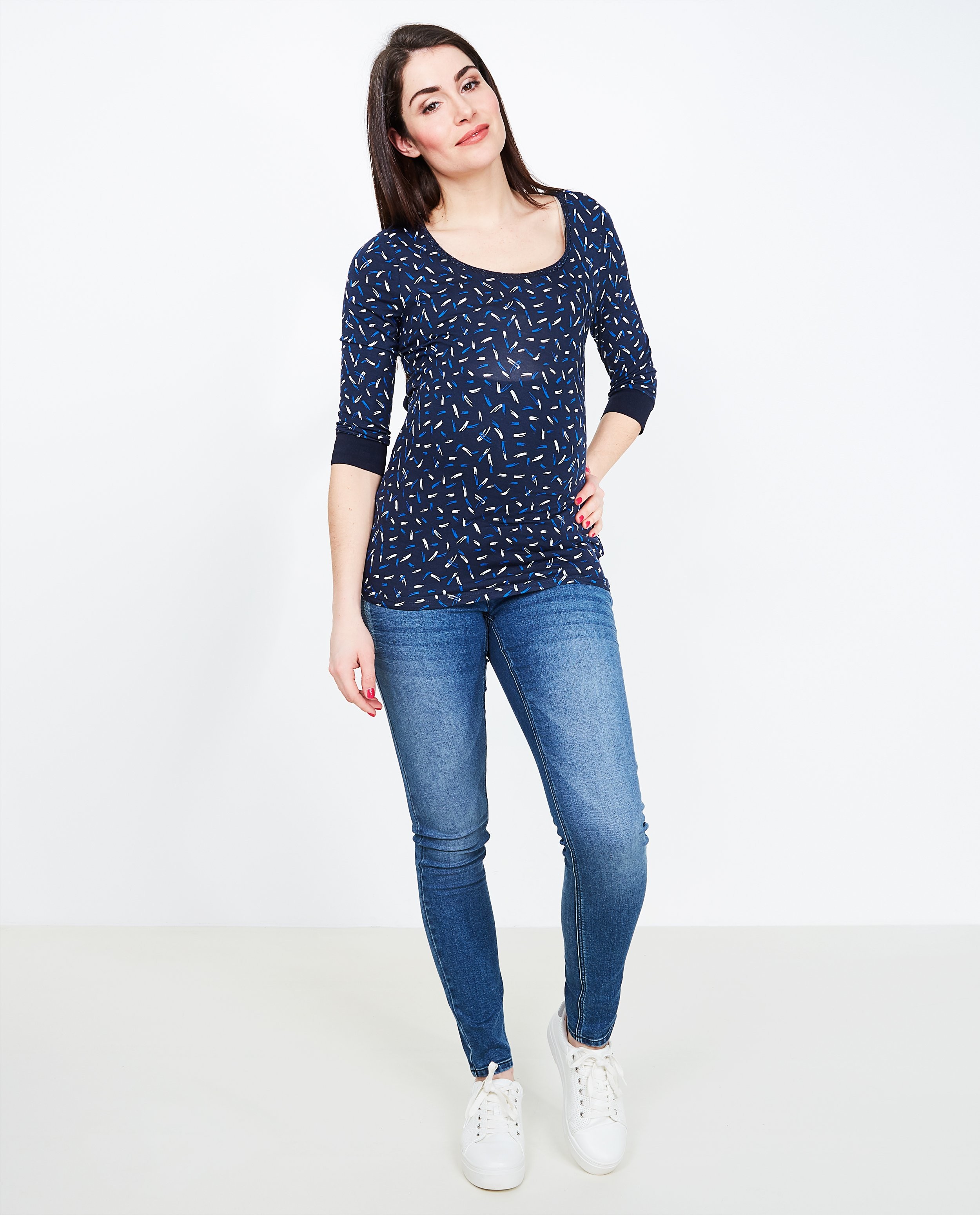 Verwassen skinny jeans - met elastische buikband - Joli Ronde
