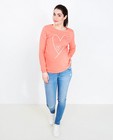Koraalrode sweater - met hartjesprint - Joli Ronde