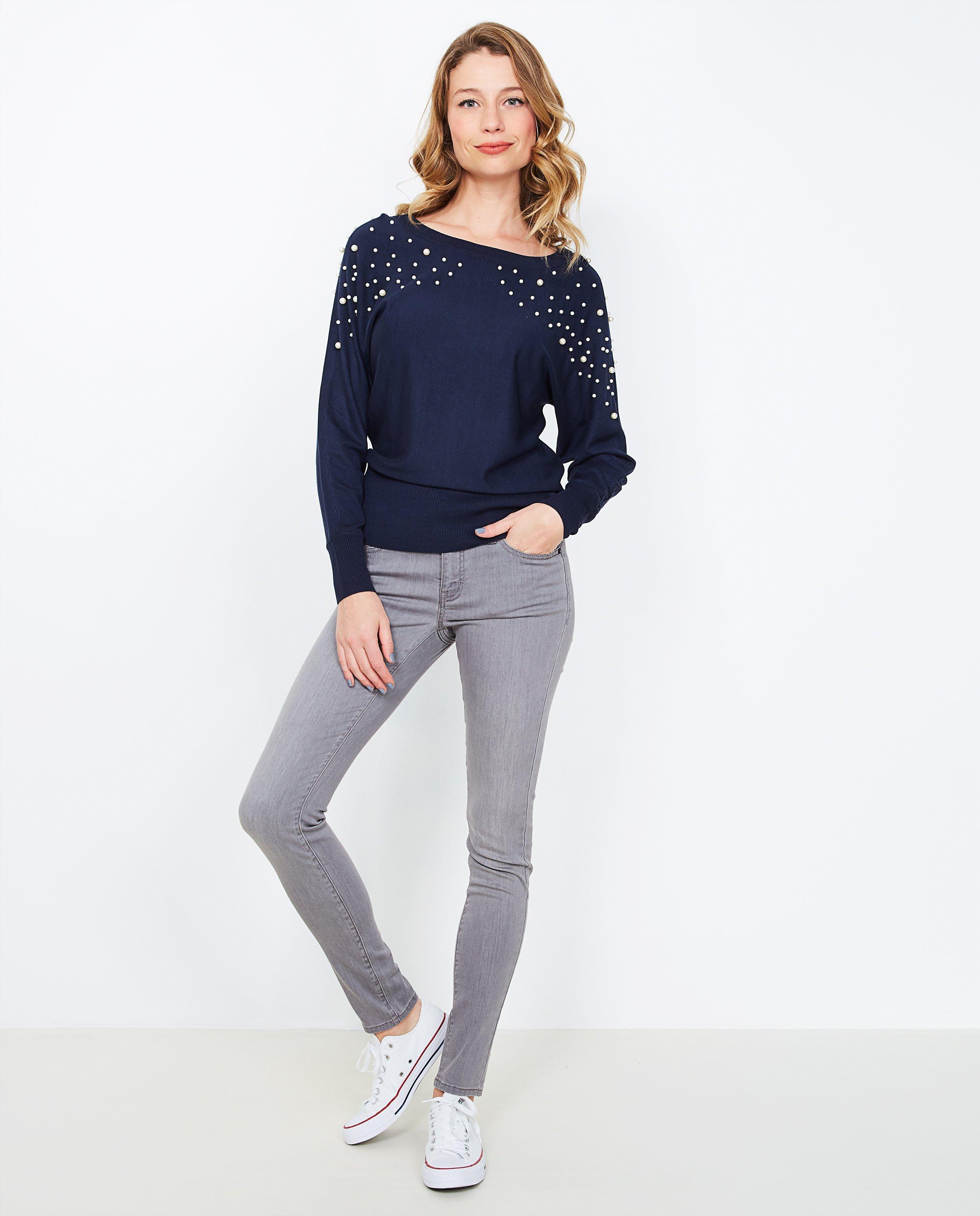 Grijze skinny jeans - met verwassen look - JBC