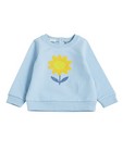 IJsblauwe sweater - met pailletten zonnebloem - JBC