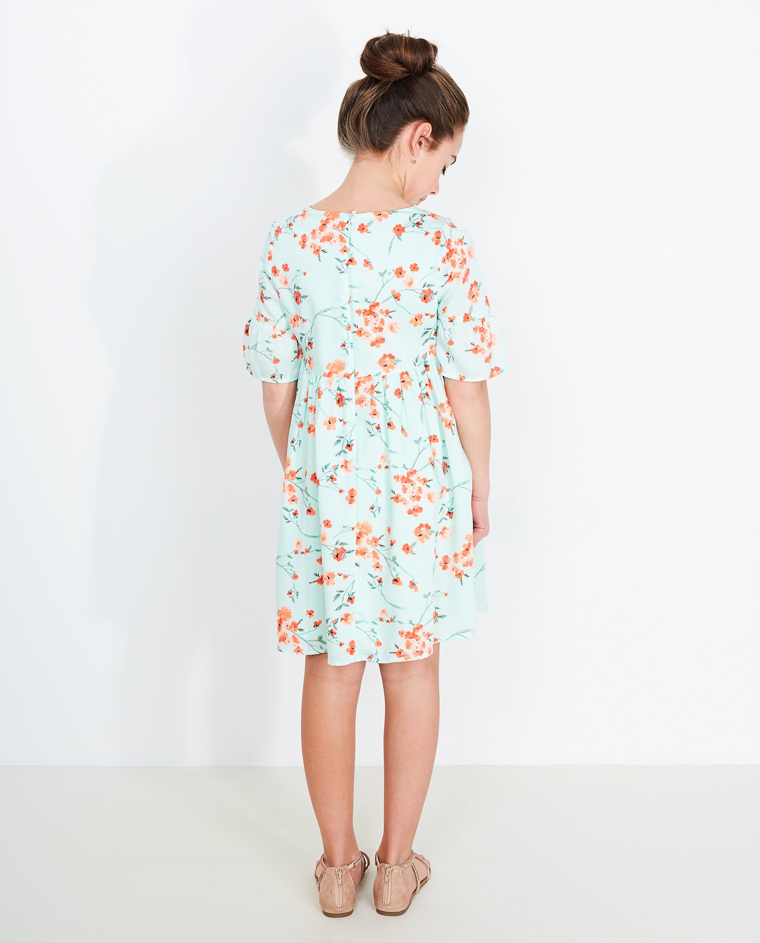 Mintgroene jurk - met florale print - JBC