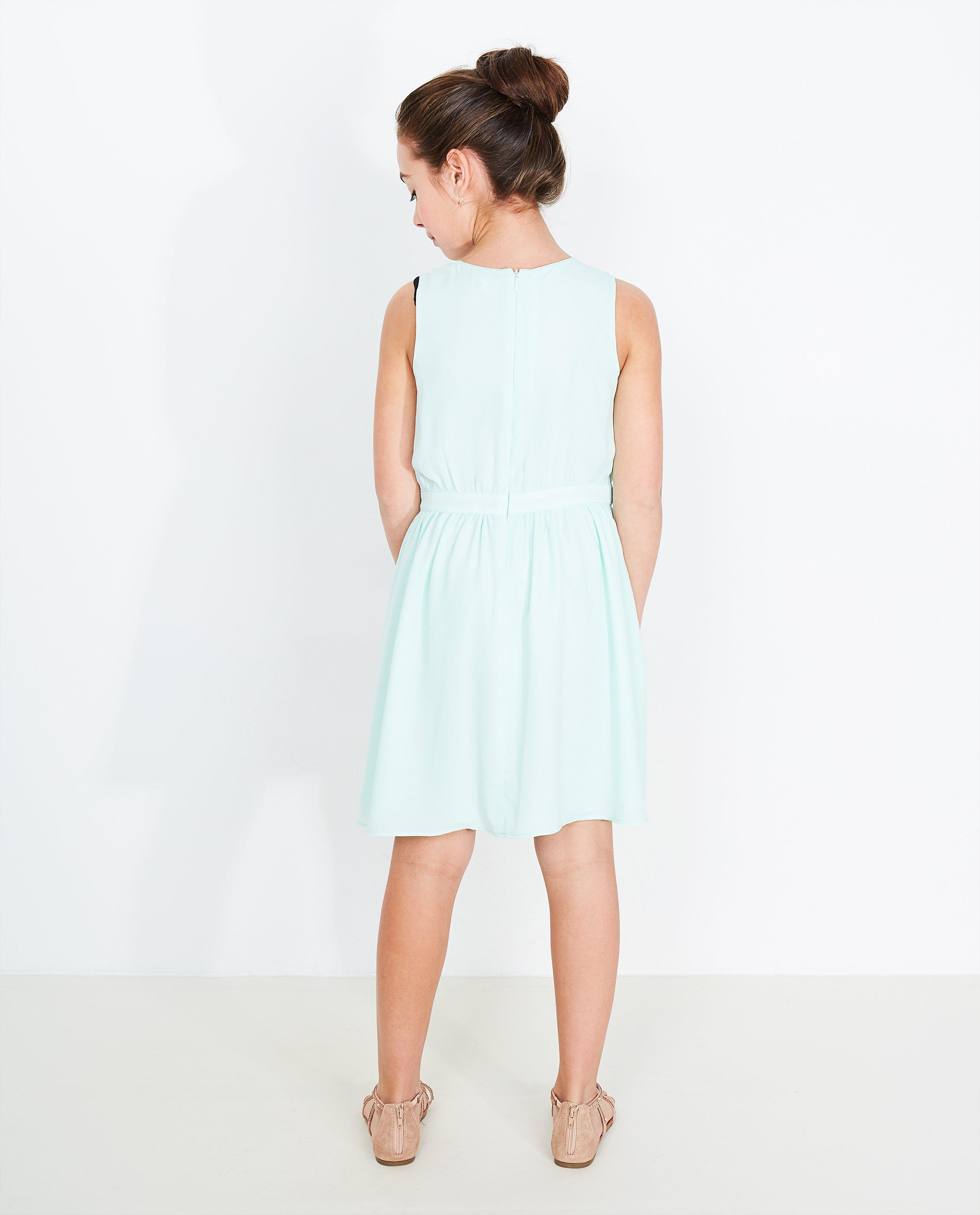 Robe vert menthe - perles et broche - JBC
