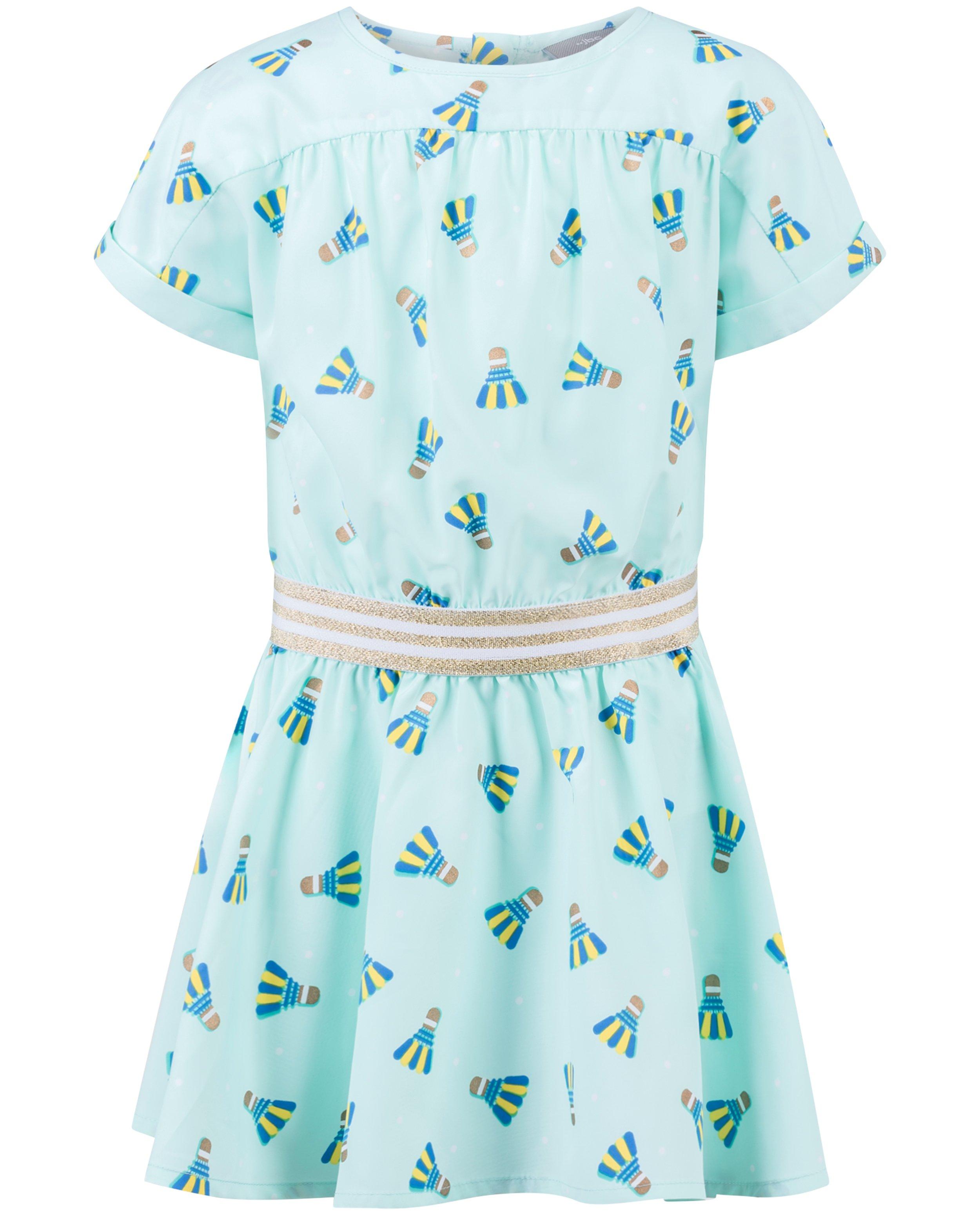 Turkooisblauwe jurk - met glitterprint - JBC