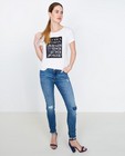 Wit statement T-shirt - met glitterprint - JBC