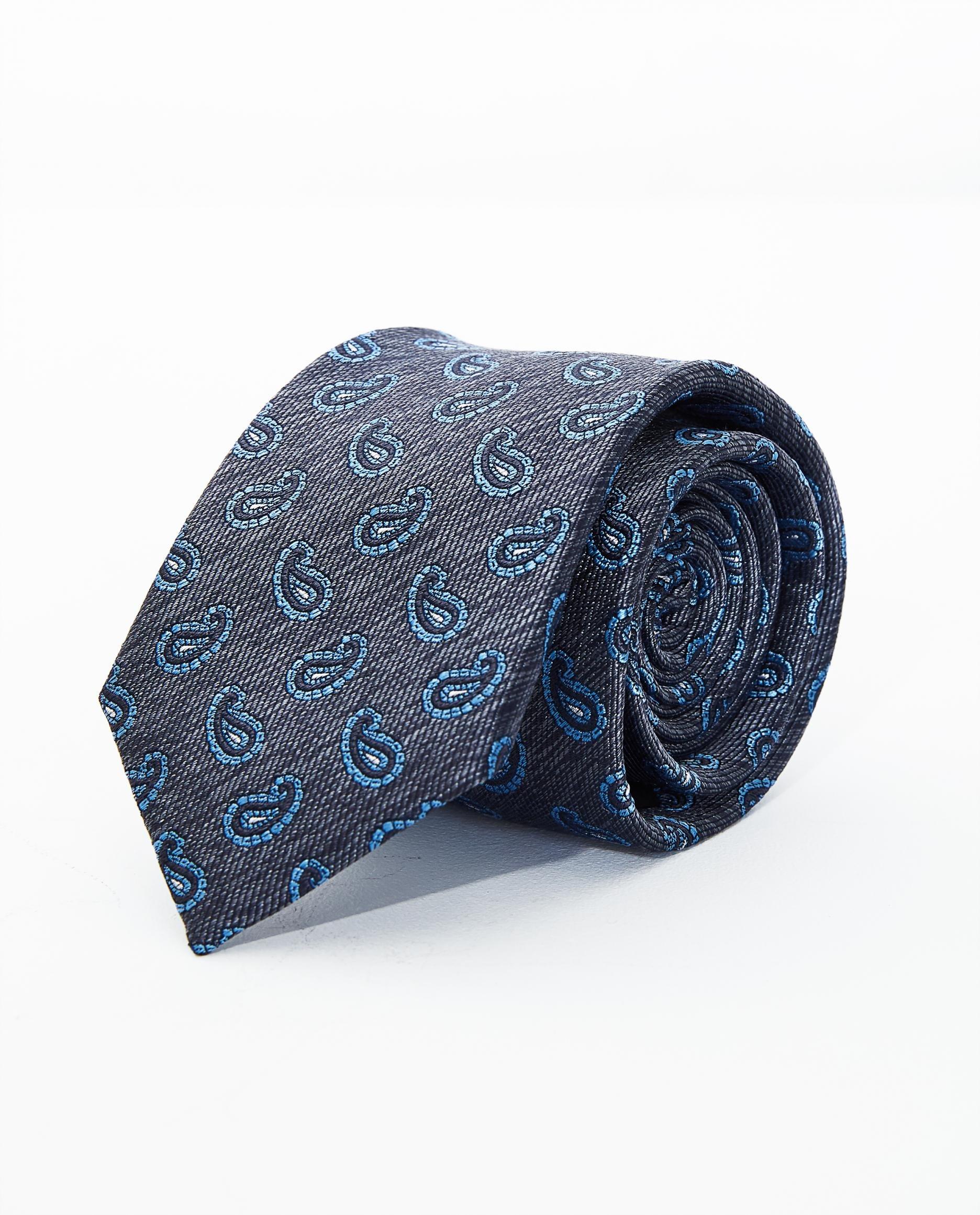 Grijze zijden das - met paisleyprint - Iveo