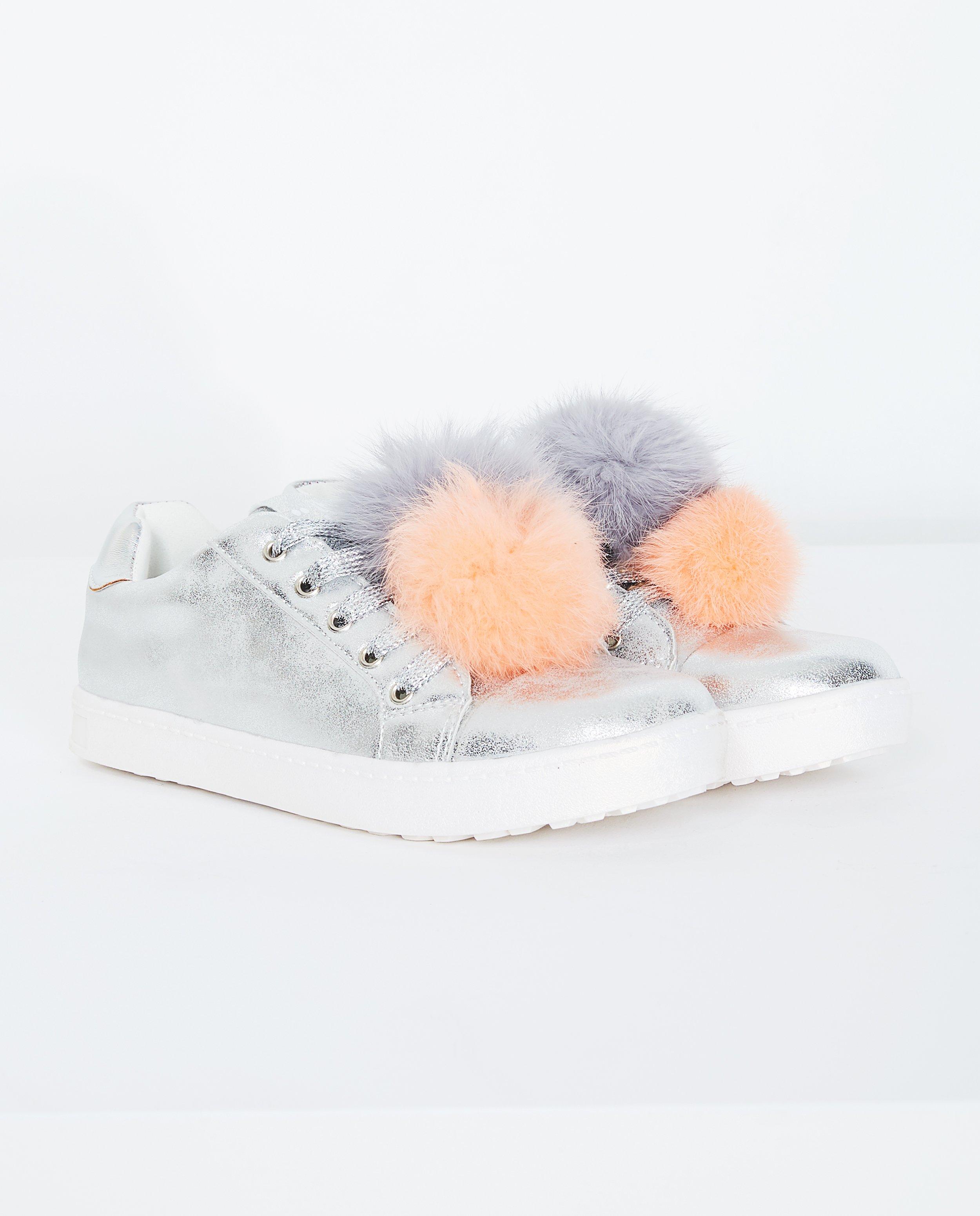 Zilveren sneakers - met pompons - JBC