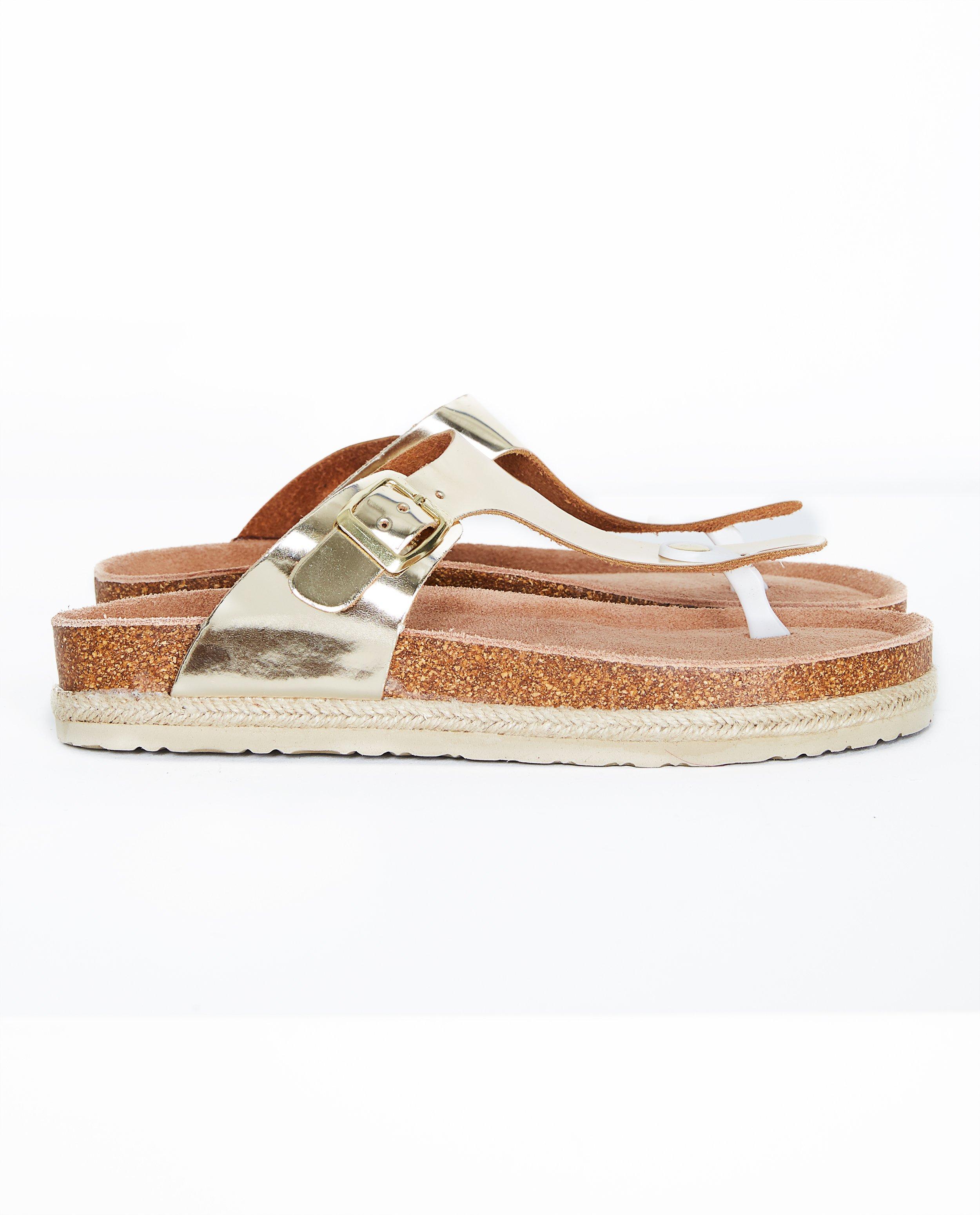 Schoenen - Gouden teenslippers