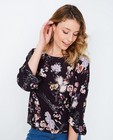 Hemden - Zwarte blouse met florale print 