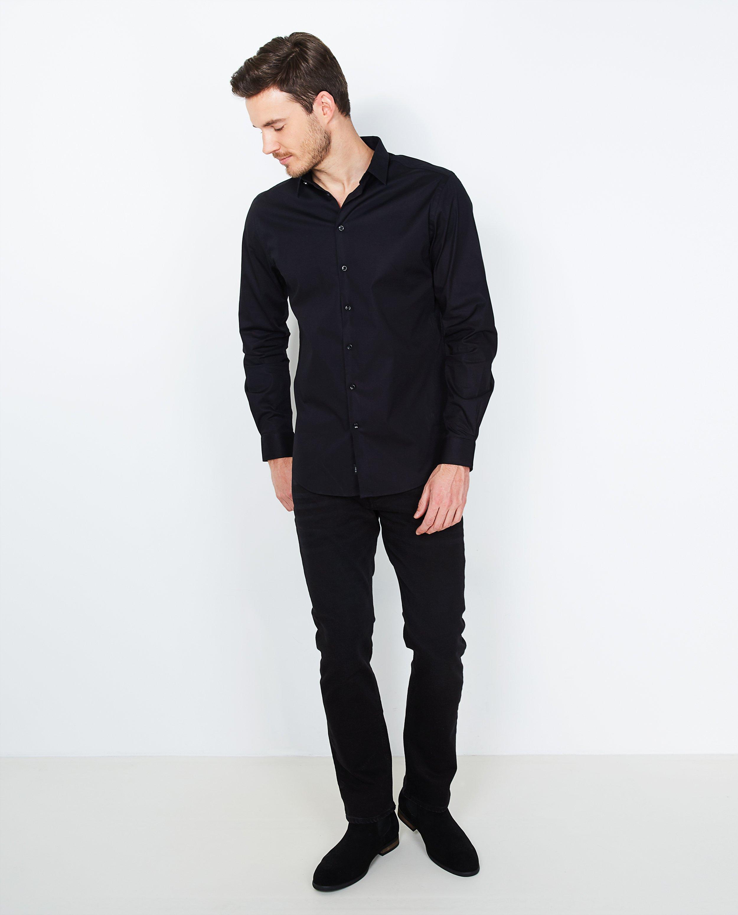 Zwart hemd slim fit - katoen - JBC