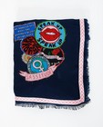 Nachtblauwe sjaal - met patches en franjes - JBC