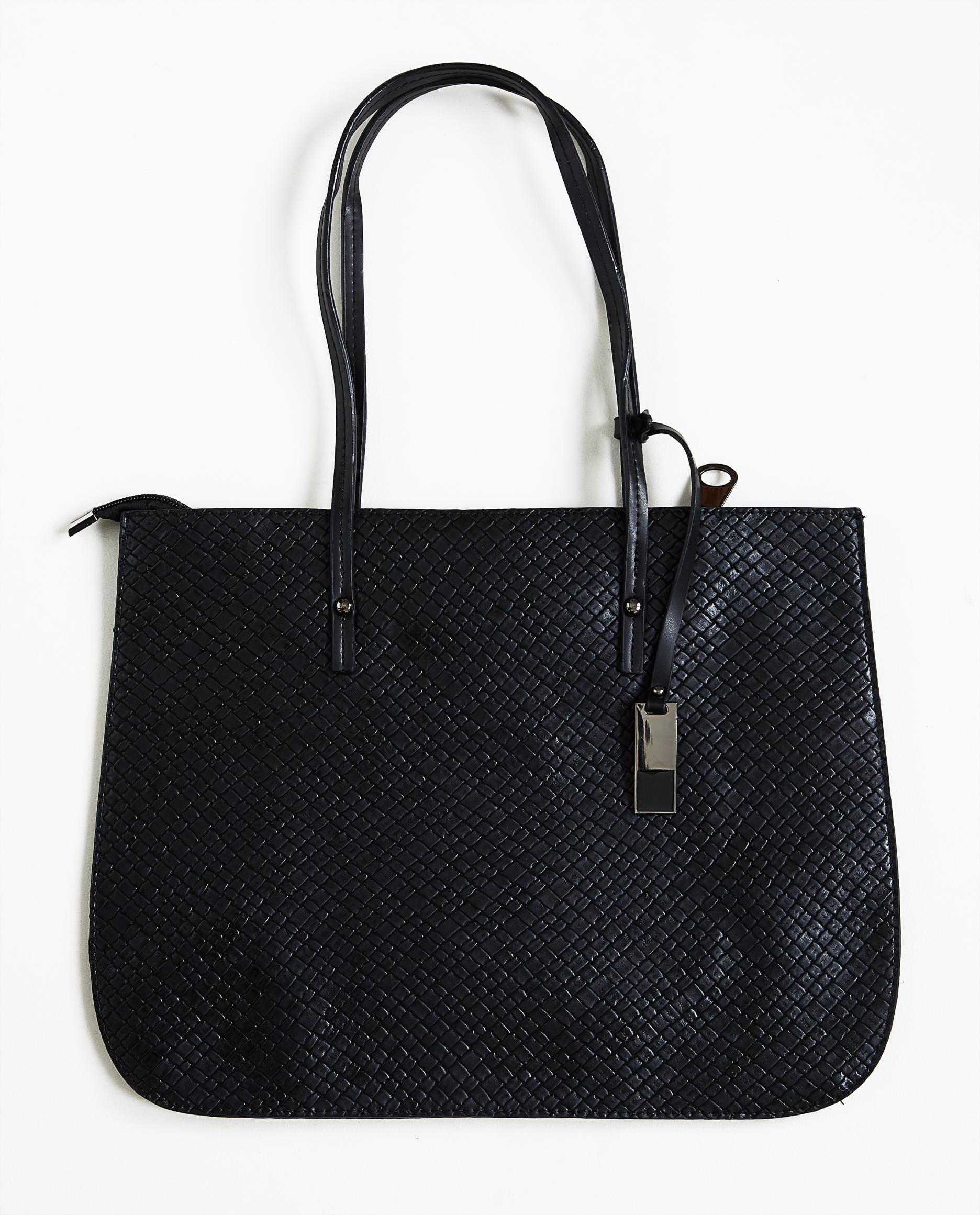 Sac à main noir - relief tressé - Sora
