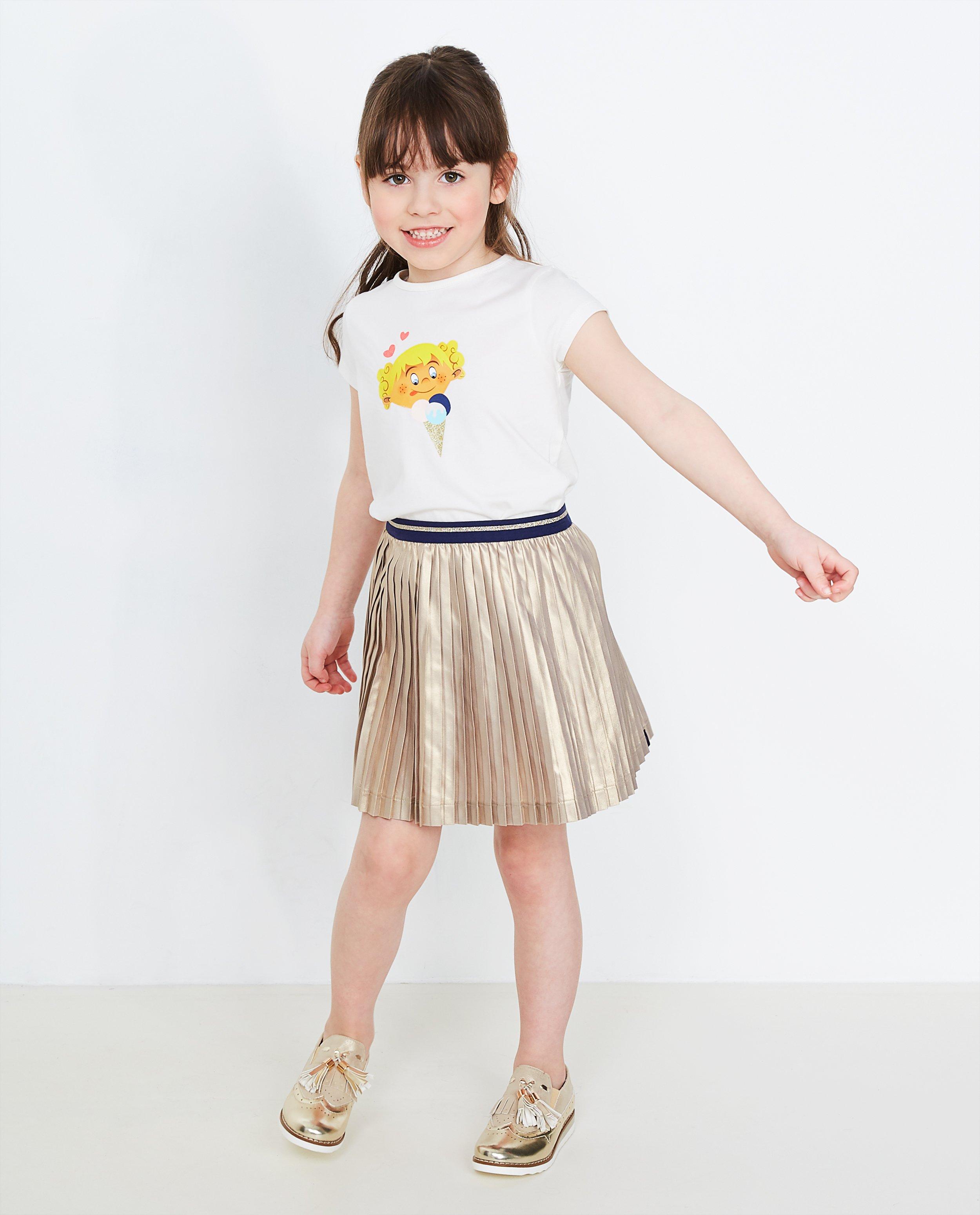 Metallic pliss&eacute;rok - Product Detail - beige - afbeelding nummer 1