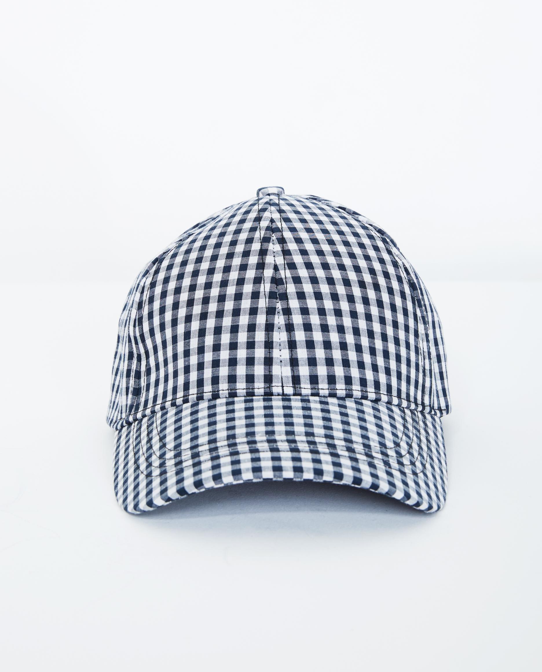 Casquette à carreaux - bleu marine et blanc - JBC