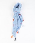 Gestreepte sjaal - in blauw-wit, met kwastjes - JBC