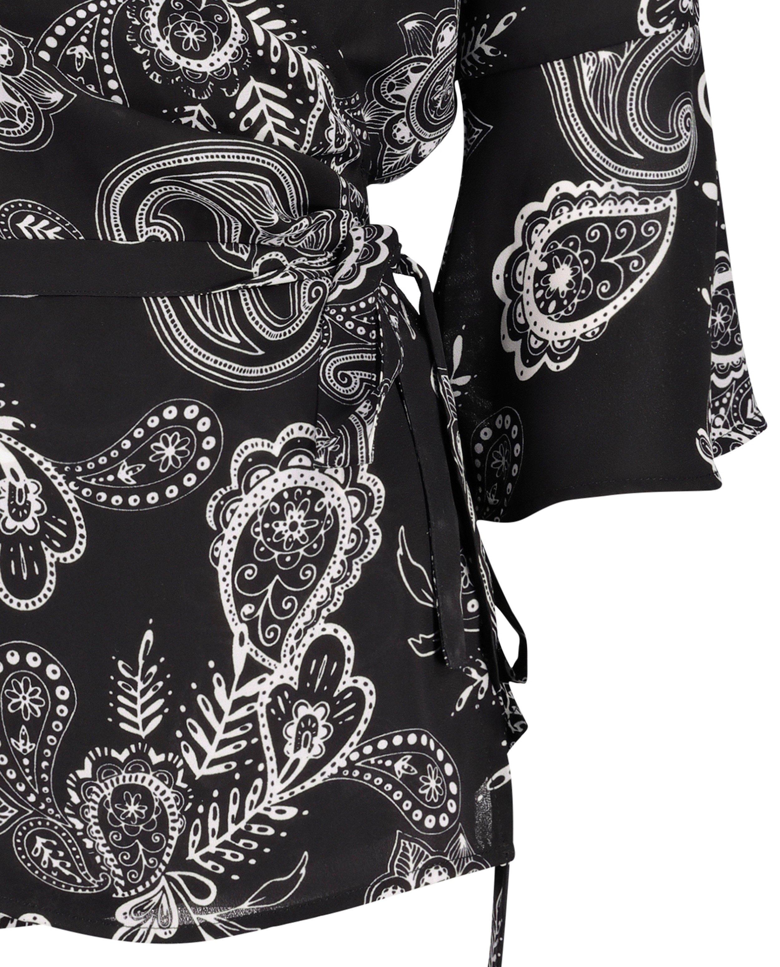 Hemden - Zwart-witte wikkelblouse