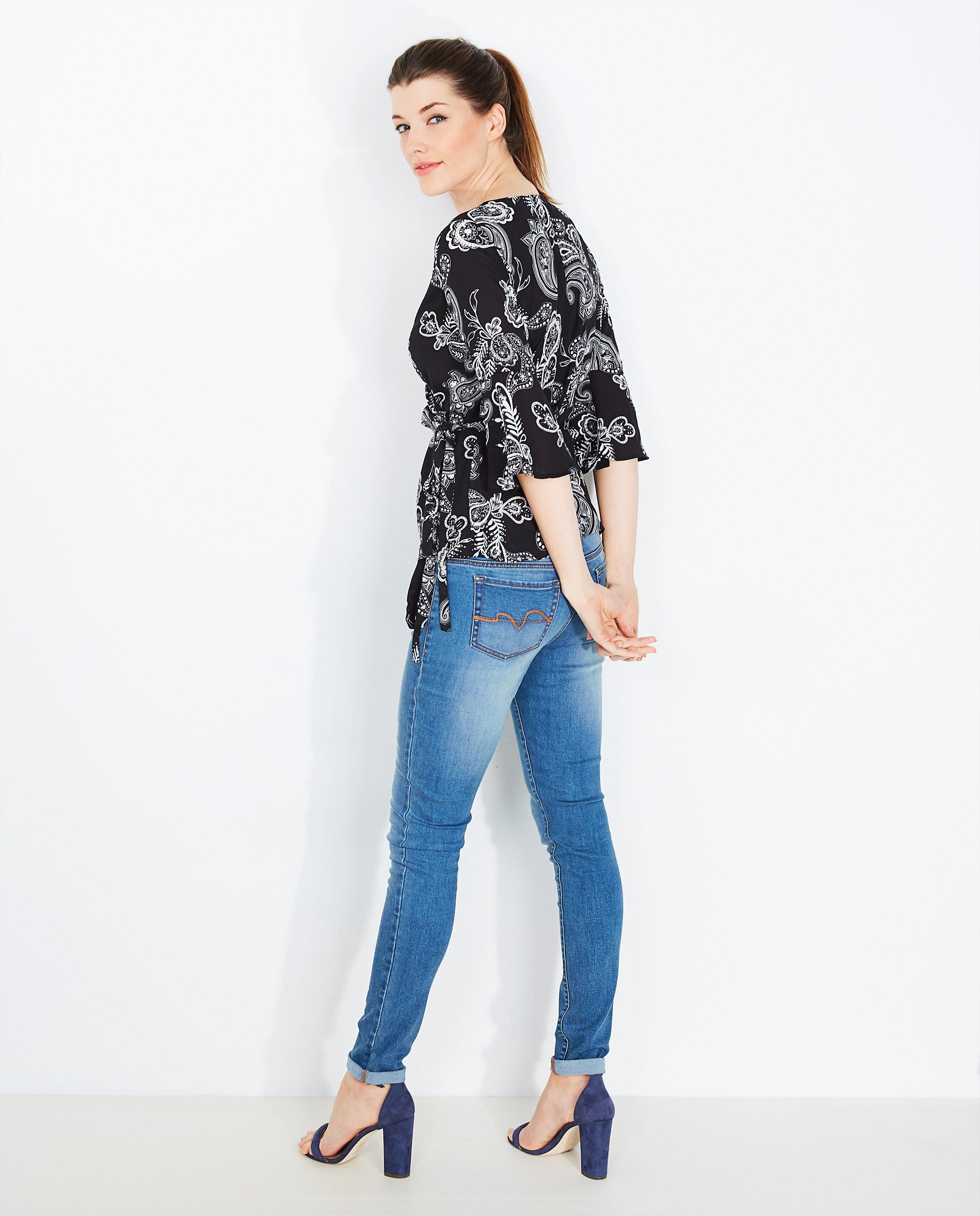 Hemden - Zwart-witte wikkelblouse