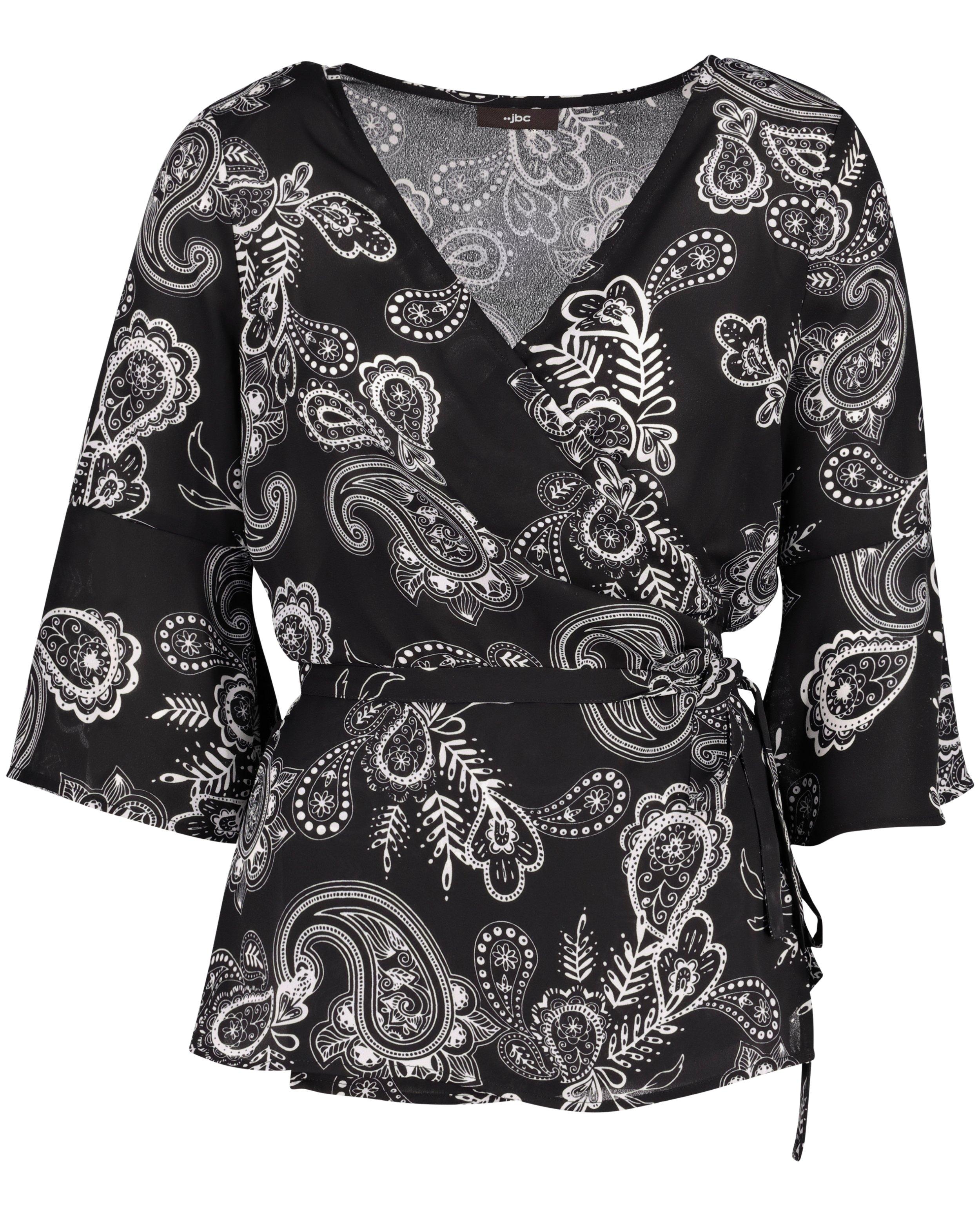 Hemden - Zwart-witte wikkelblouse