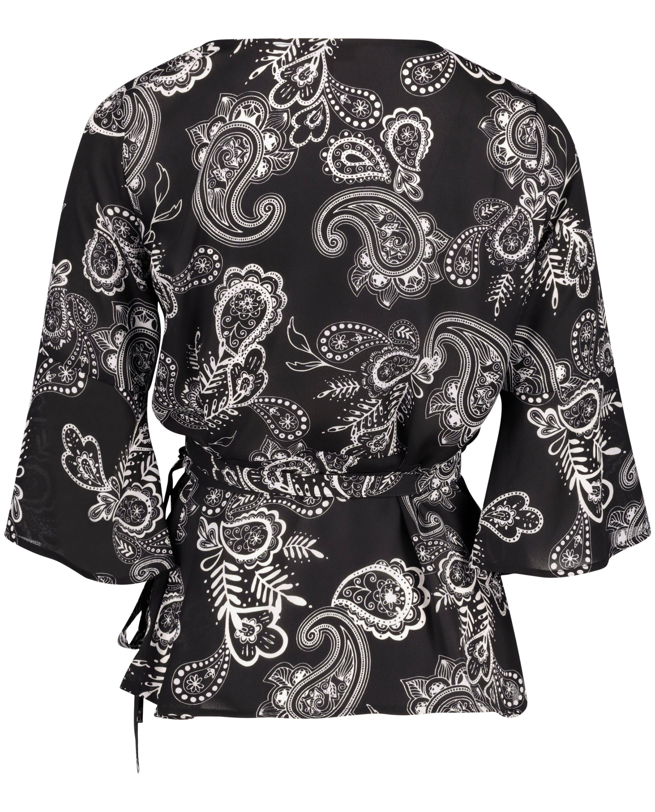 Hemden - Zwart-witte wikkelblouse