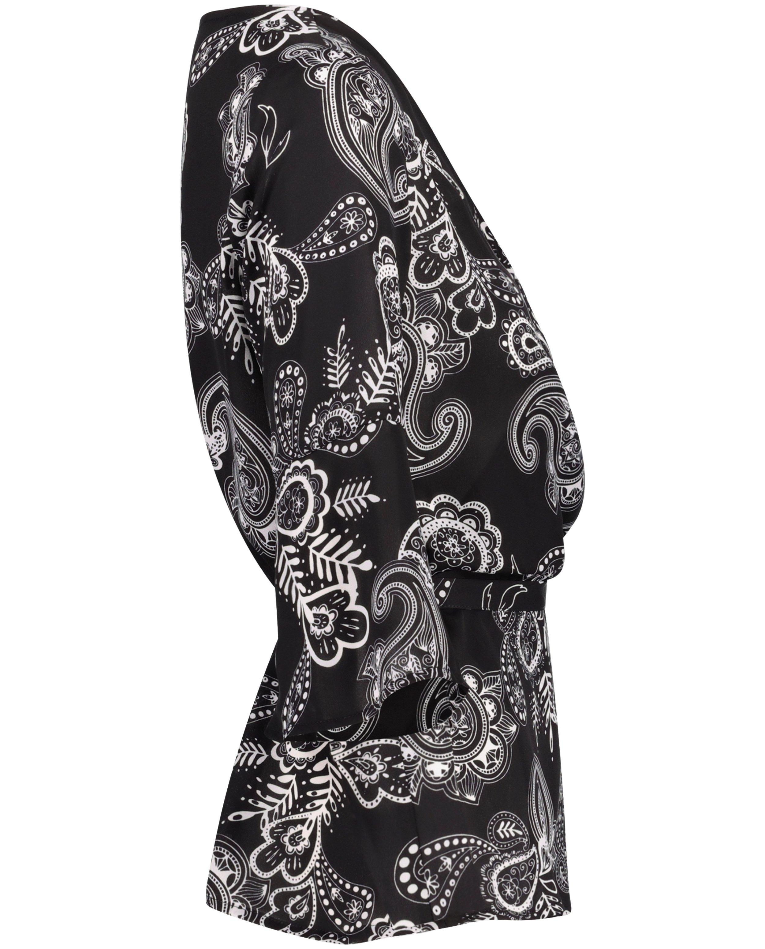 Hemden - Zwart-witte wikkelblouse