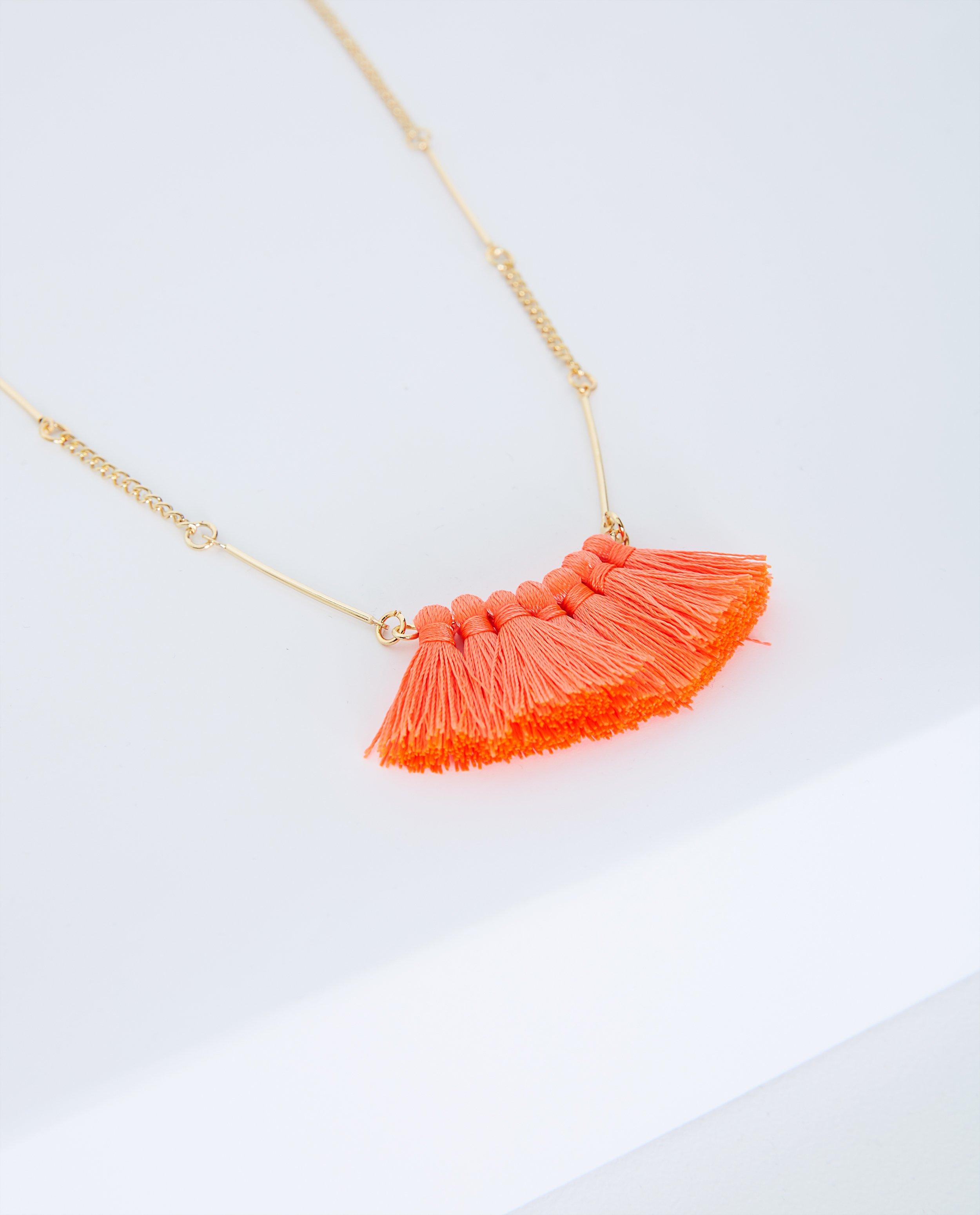 Collier avec franges fluo - orange fluo - JBC