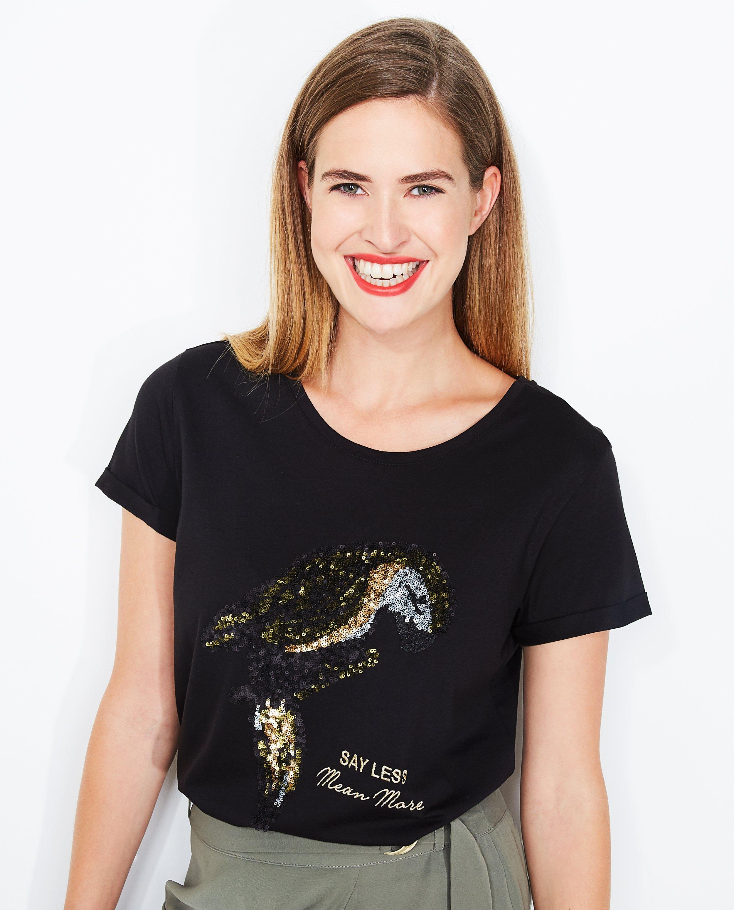 T-shirts - T-shirt pailletten vogel