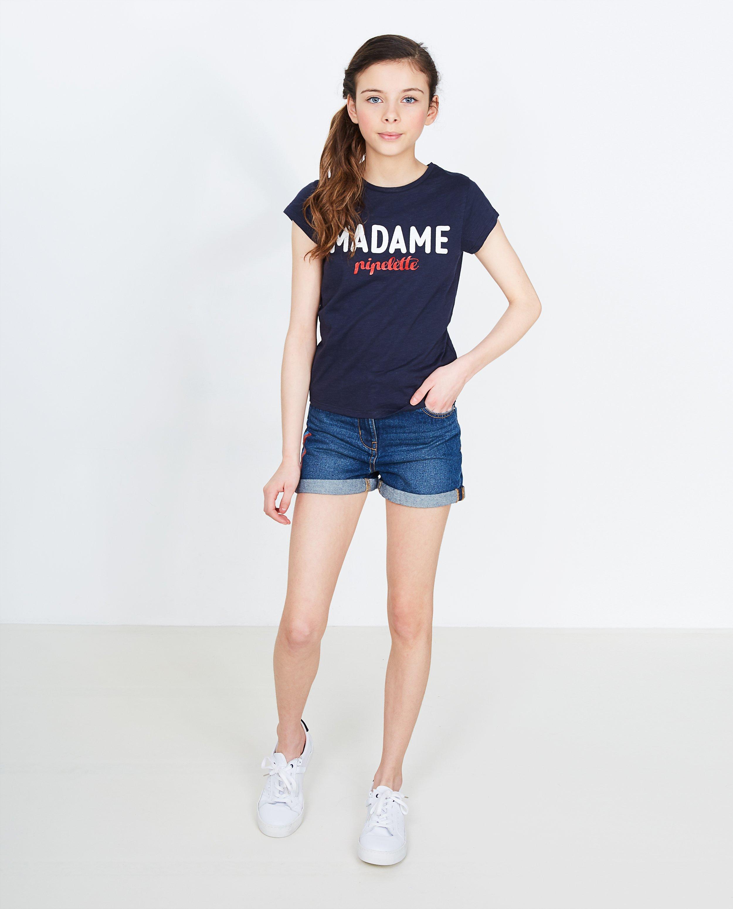 Donkerblauwe jeansshort - met glitterstroken - Groggy