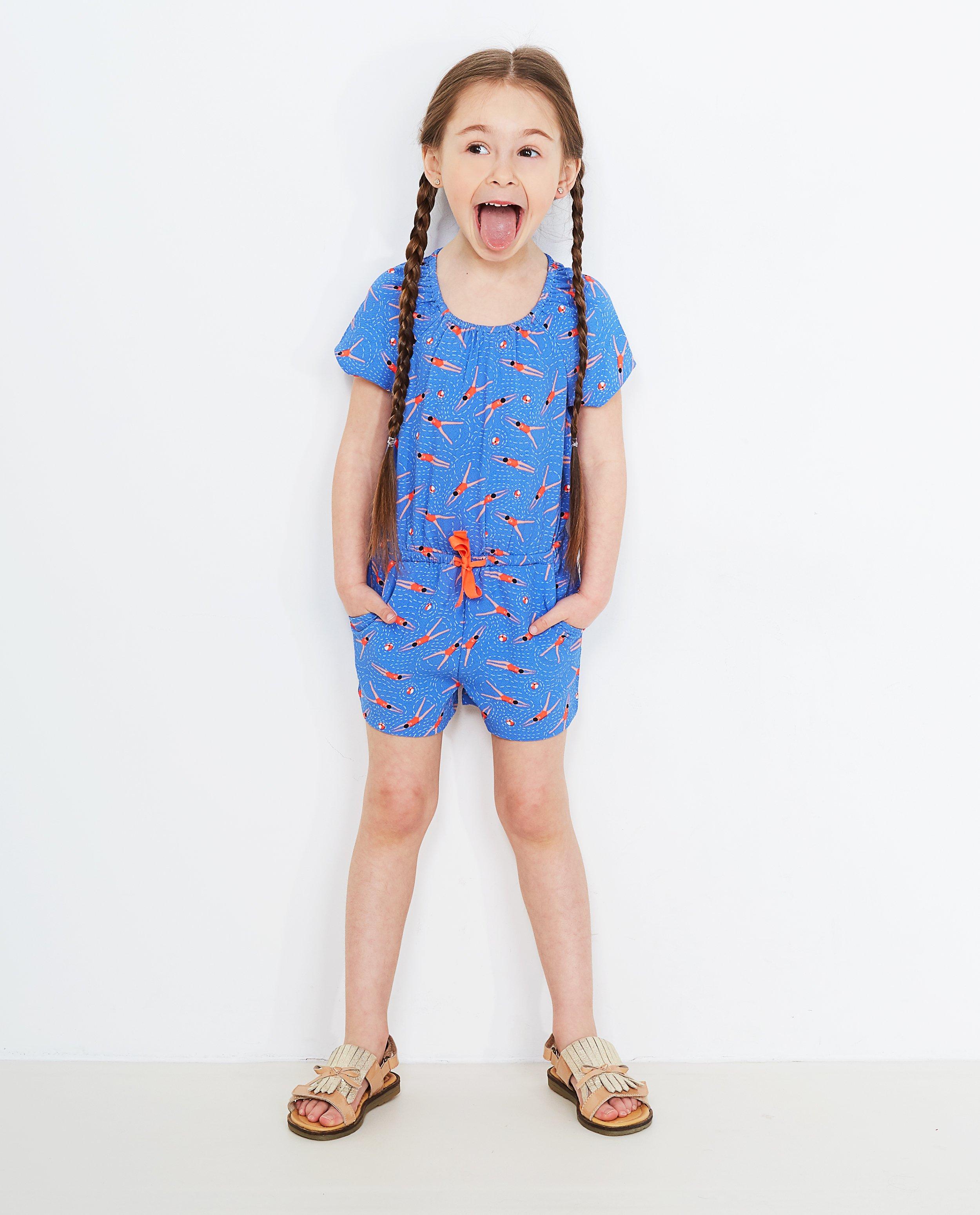 Lichtblauwe jumpsuit - met allover print - JBC