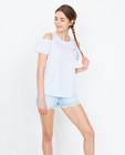Off-shoulder blouse - lichtblauw-wit gestreept - JBC