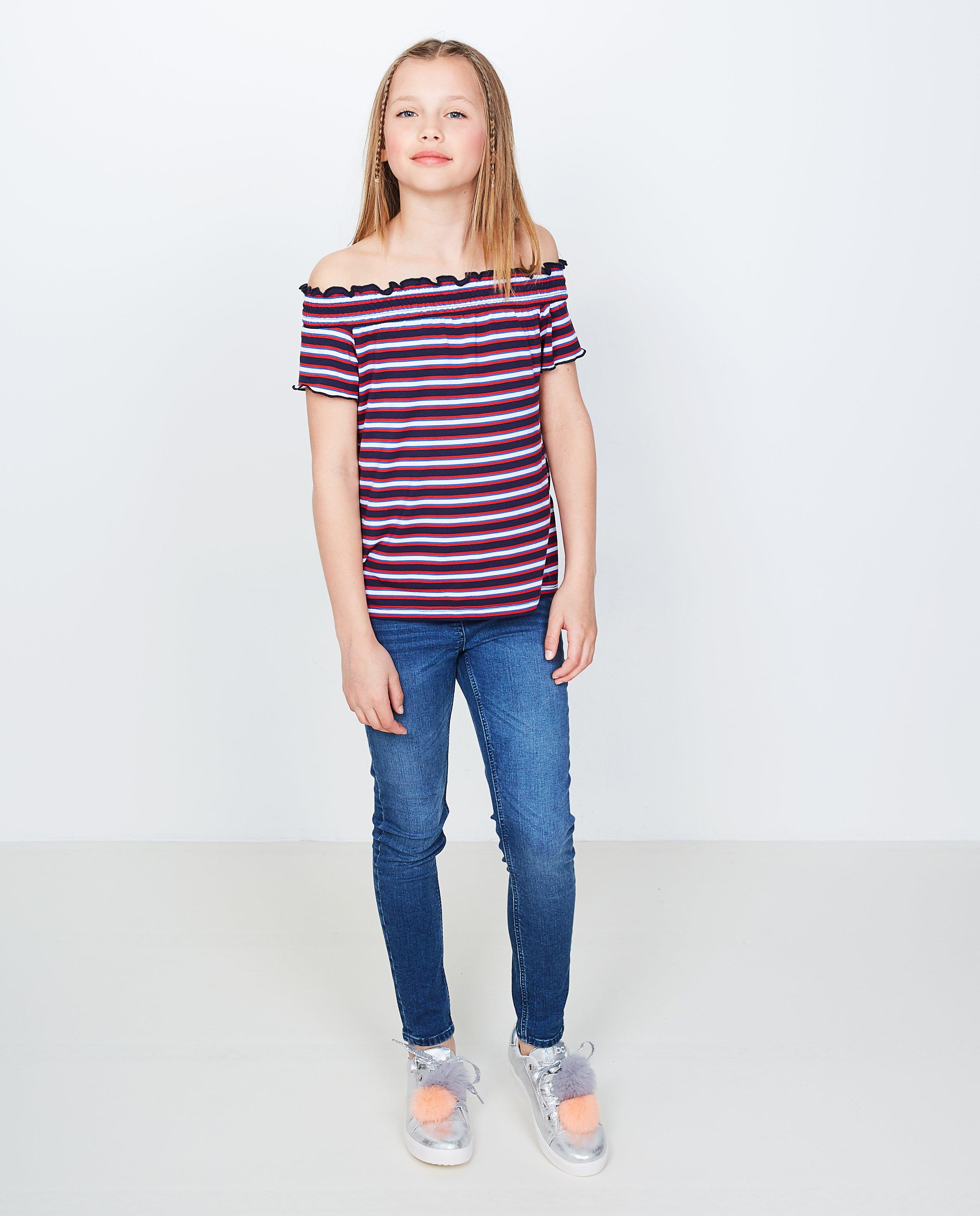 Off-shoulder blouse - met strepenpatroon - Groggy