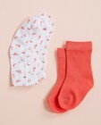 2 paires de chaussettes - rose pâle et rouge corail - JBC