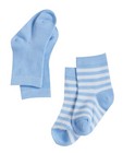 2 paires de chaussettes - bleu clair et rayées - JBC