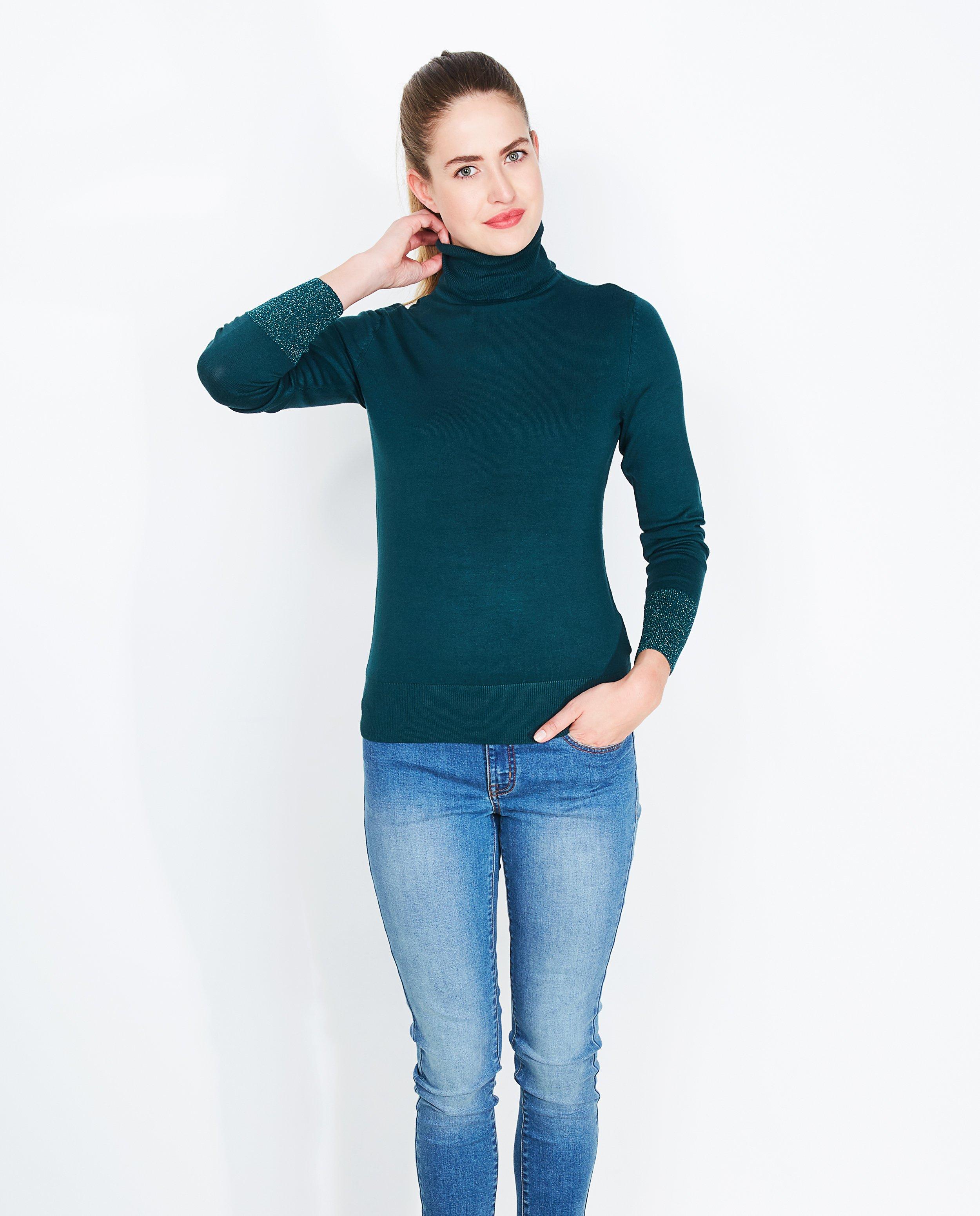 Pull basique - col roulé, vert sapin - JBC