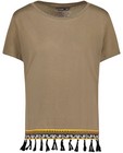 T-shirt kaki avec franges - et avec une base brodée - Groggy