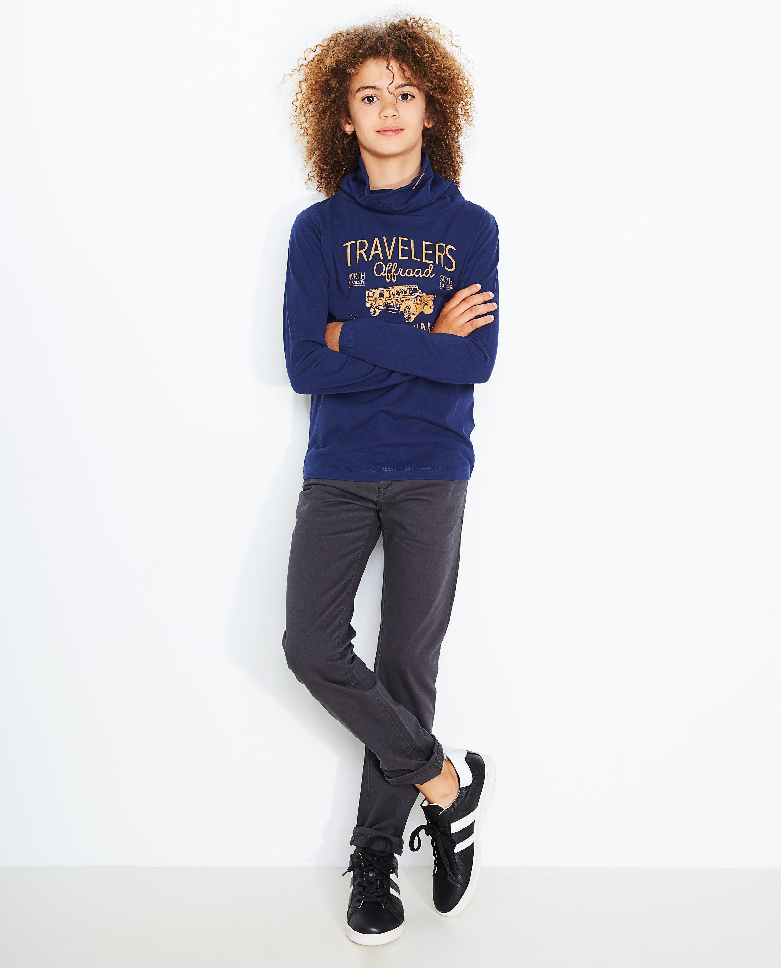 Longsleeve Jongens 7-14 - met sjaalkraag, in nachtblauw - JBC