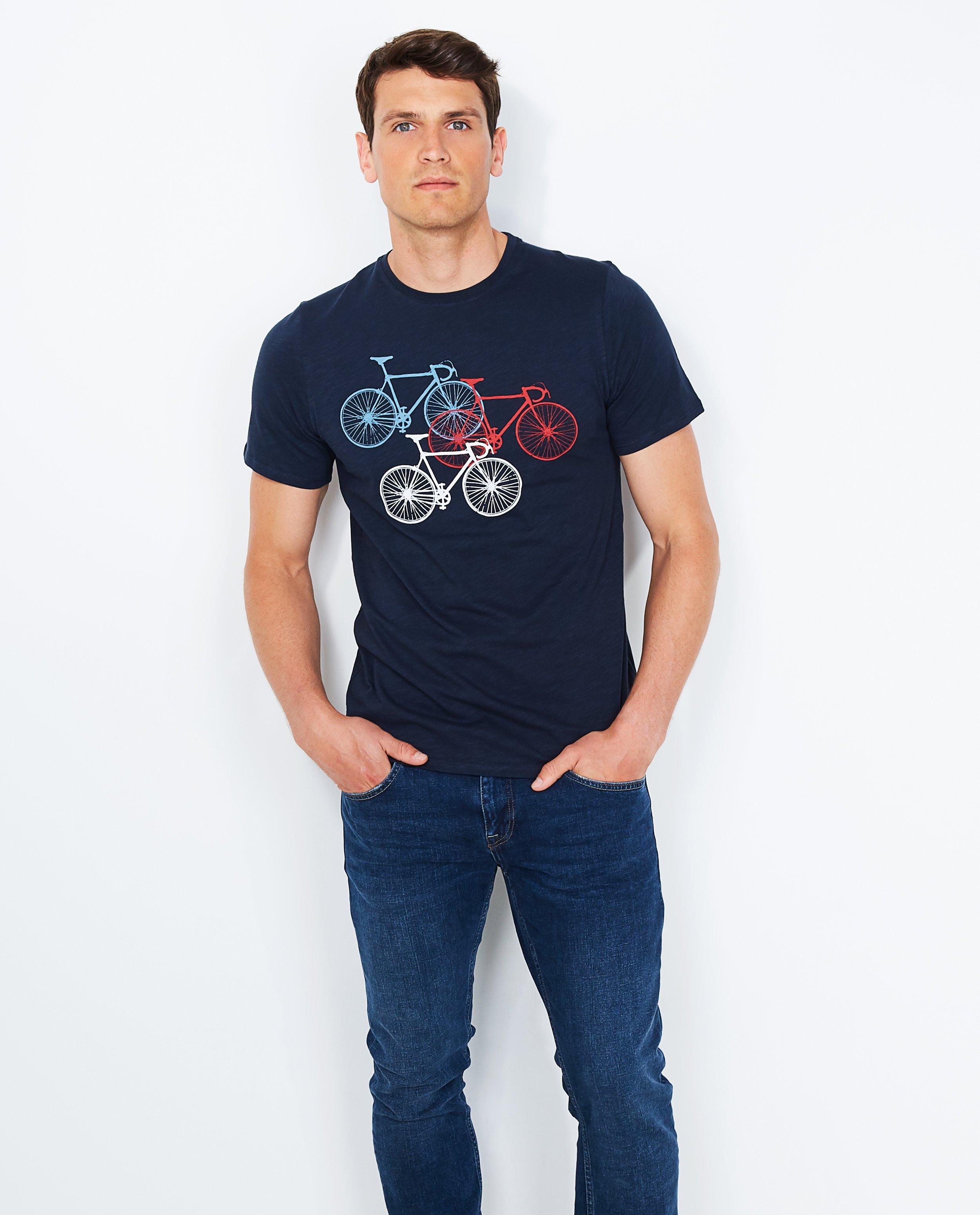 Nachtblauw T-shirt - met fietsenprint - JBC