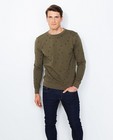 Kaki sweater - met geborduurde polkadotprint - JBC
