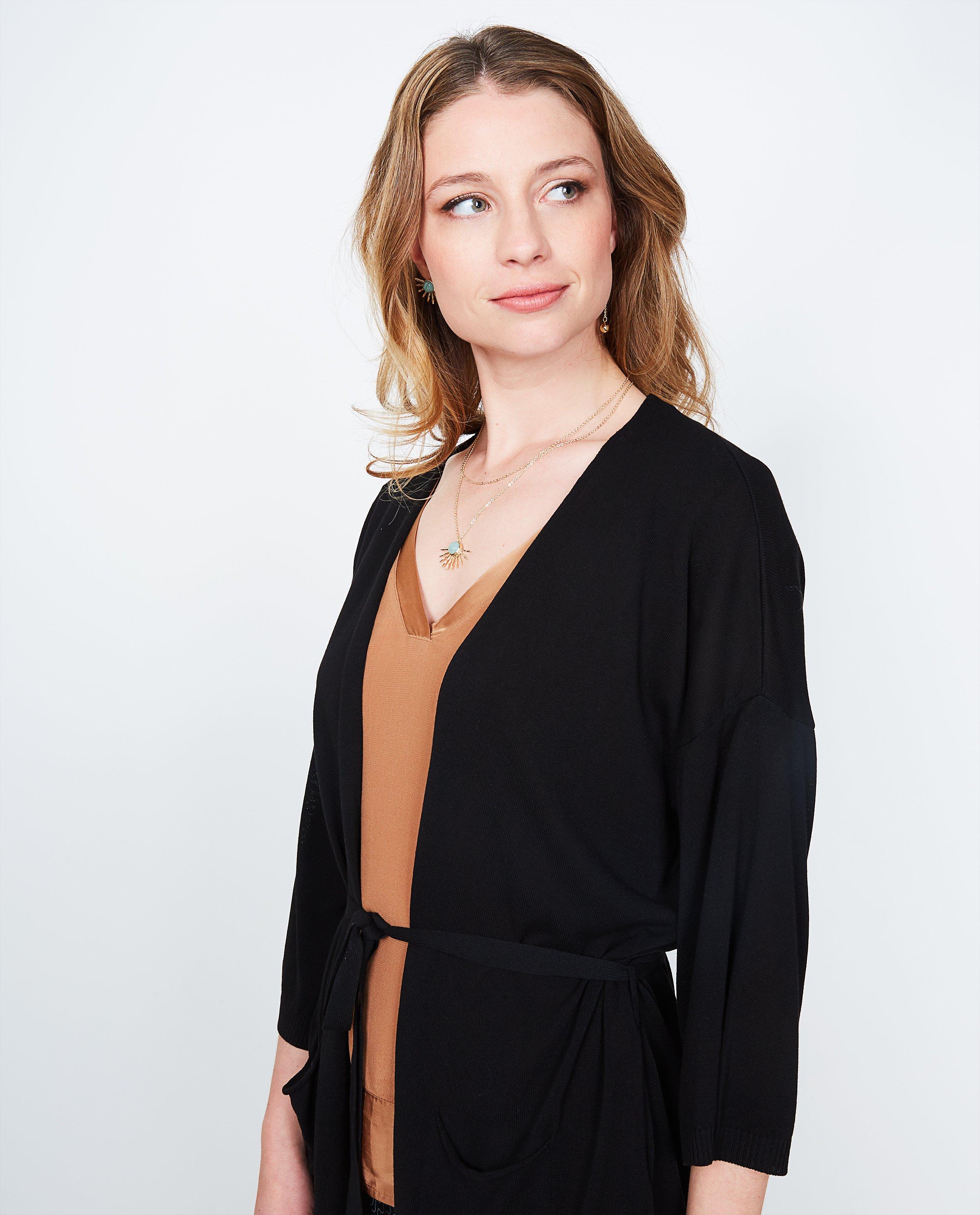 Cardigans - Zwart halflang vest