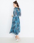 Petrolblauwe maxi-jurk - met floral print, Karen Damen - Karen Damen