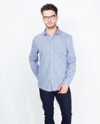 Donkerblauw-wit hemd - met micro motief - Iveo