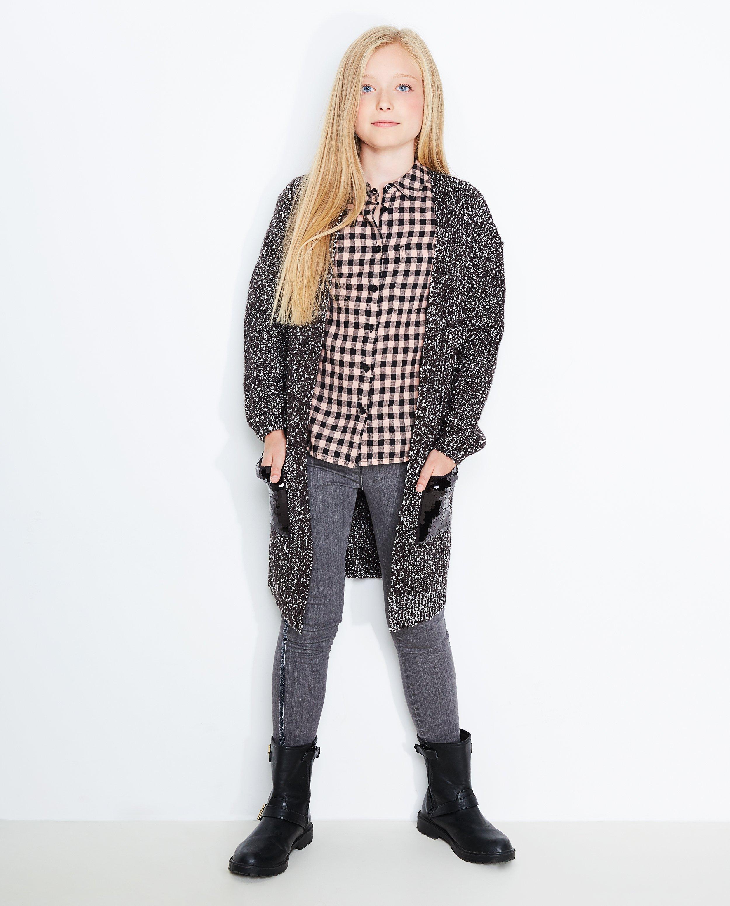 Long gilet noir - tricot à paillettes - Groggy
