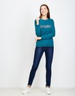 Sweater met opschrift - in turkooisblauw - JBC