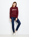 Sweater met opschrift - Merlot, in bordeauxrood - JBC