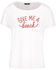 T-shirt oversized - inscription, crème - JBC