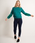Sweater met imitatiebont - in teal - Groggy