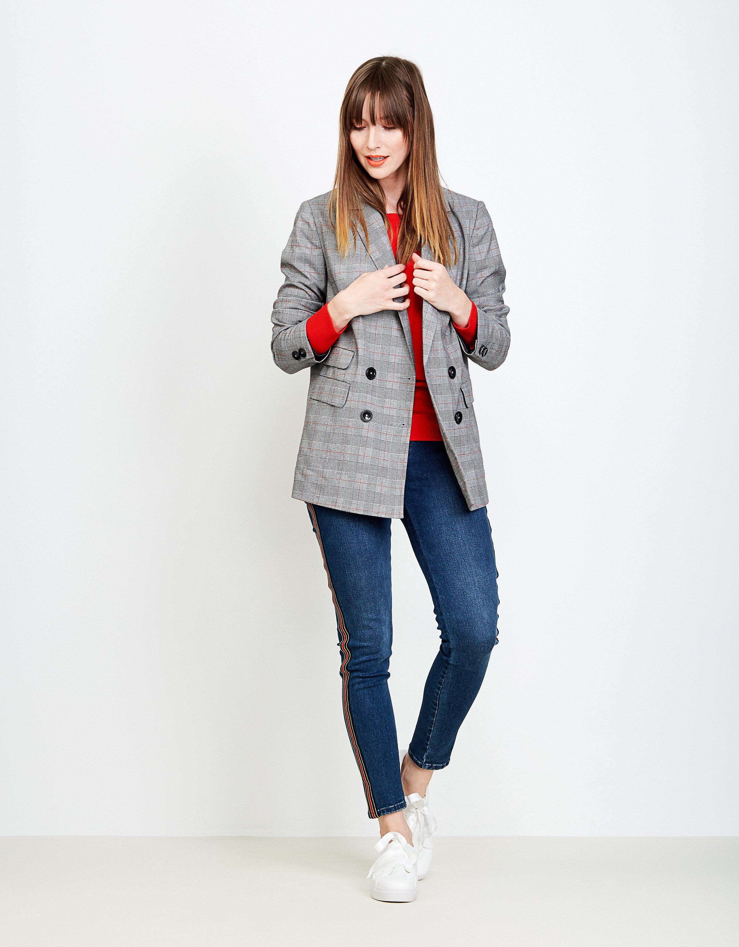 Lichtgrijze blazer - met prince-de-galles ruitjes - JBC