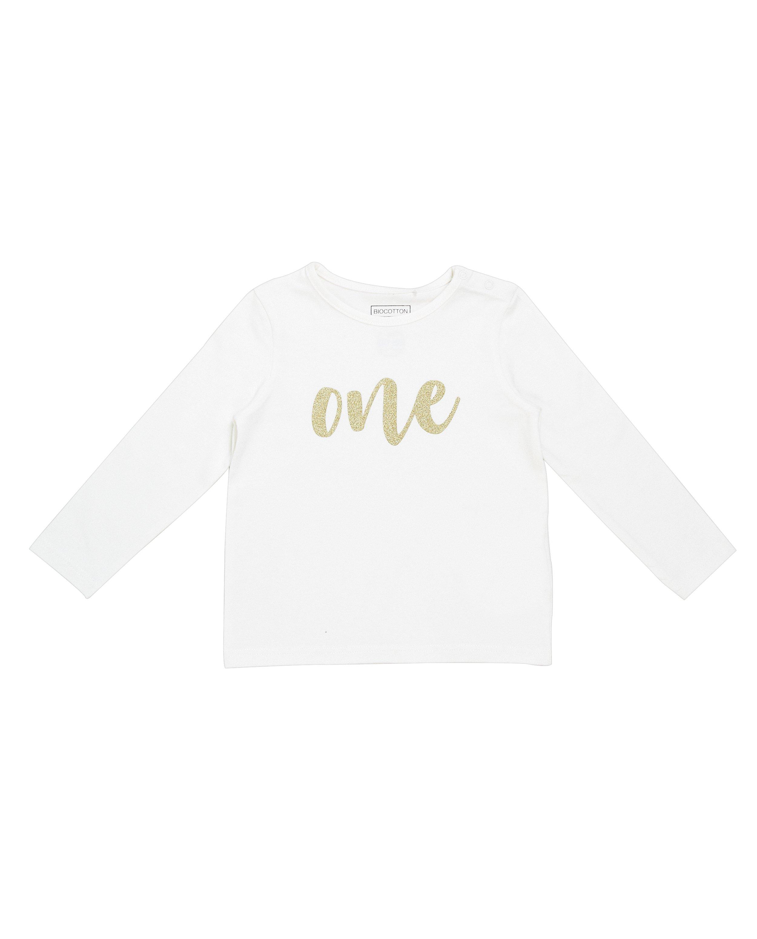 T-shirt à manches longues - crème, inscription - JBC