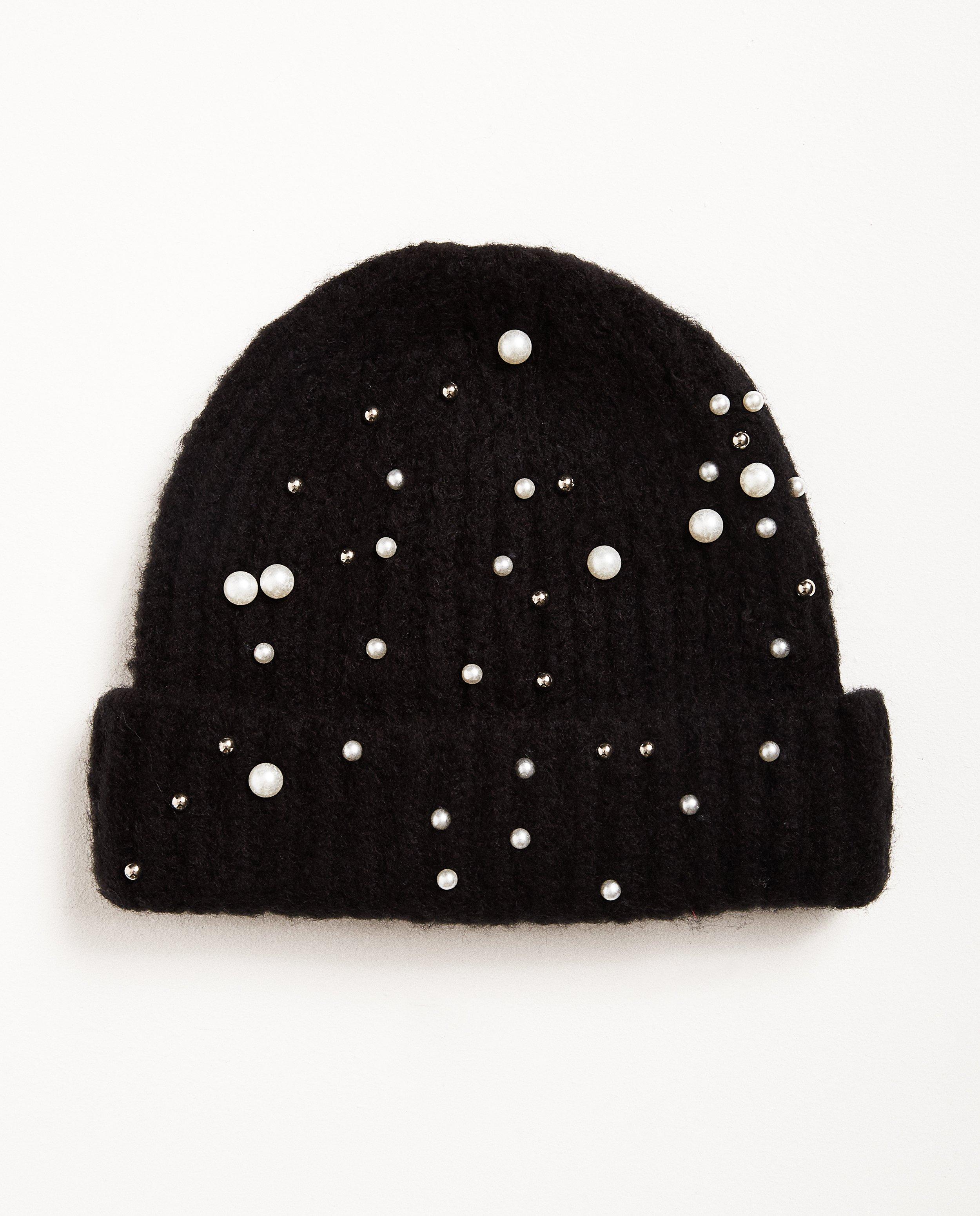 Bonnet noir Pieces - avec des perles - Pieces